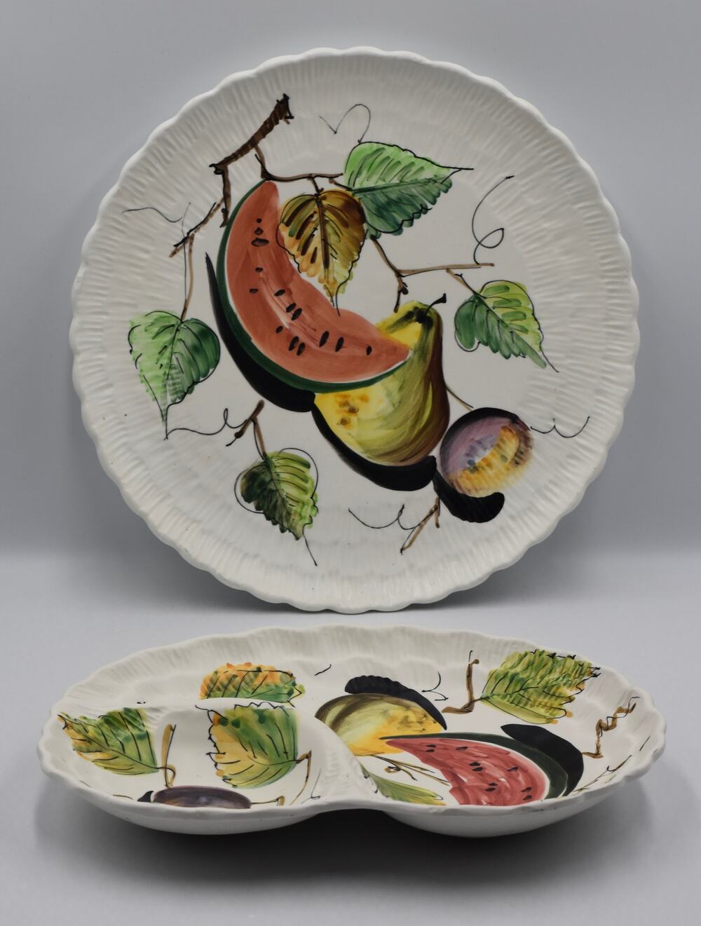 Deruta Divided Serving Set Hand-Painted Italian Pottery Antonio Venzo Design